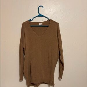 Cozy V-Neck Sweater in Tan